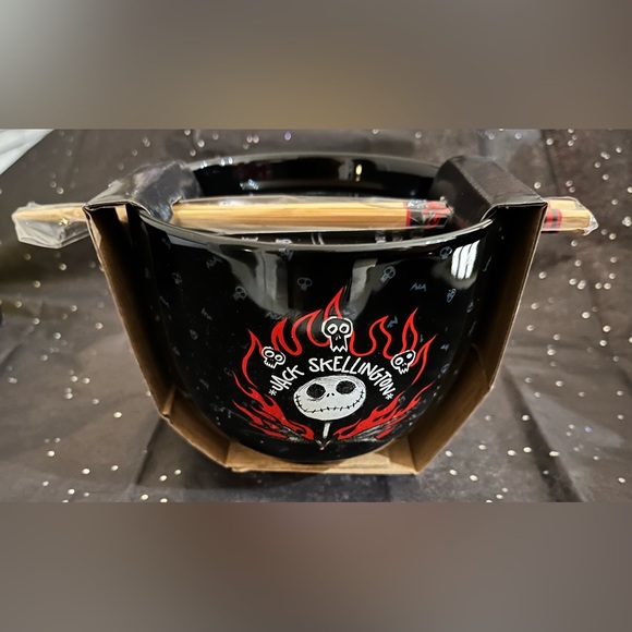 The Nightmare Before Christmas Jack Skellington Ramen Bowl With Chopsticks NIB - Picture 2 of 6